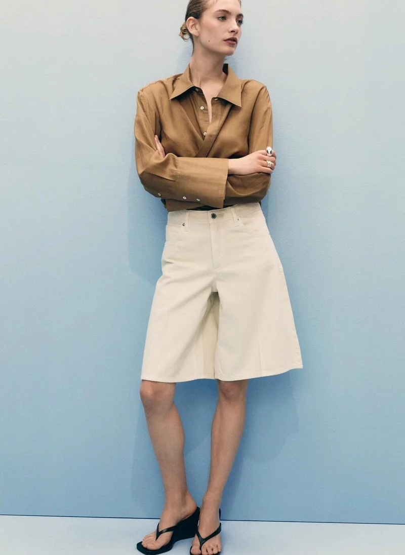 MANGO  high-waisted straight-fit jorts for Women | Best Price UAE